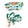 Handmade Cotton Dog Collar with Bow Tie and Metal Buckle