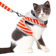 Orange/Pink Pet Cat Harness Leash Set Cotton Collars Vest